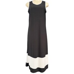 Nik and Nash Black Sleeveless Maxi Dress Lightweight White Colorblock Sundress‎